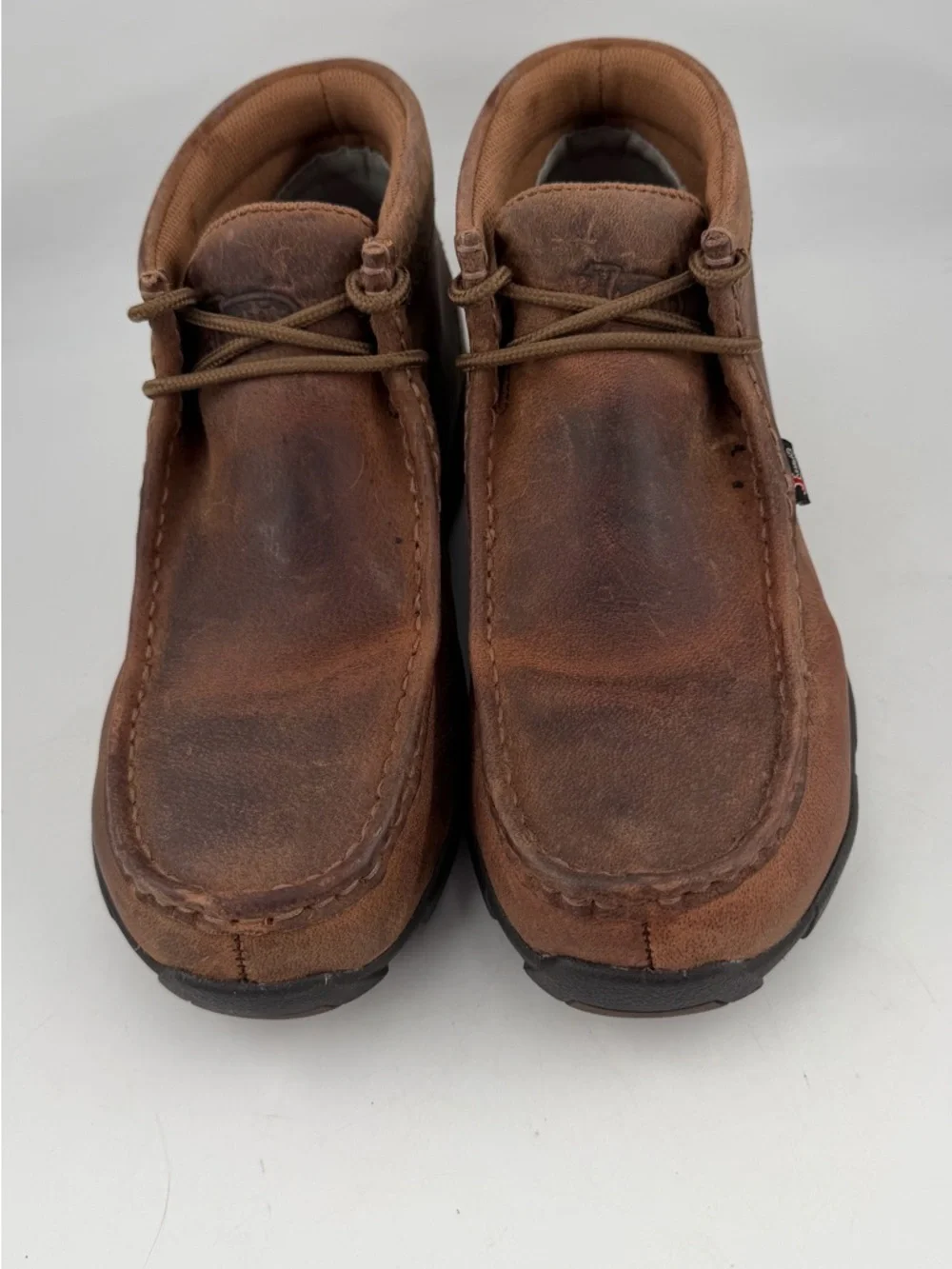 Justin Men’s Cappie 4”-SZ 8-Brown Distressed Leather Steel Toe 235 Work Boots
